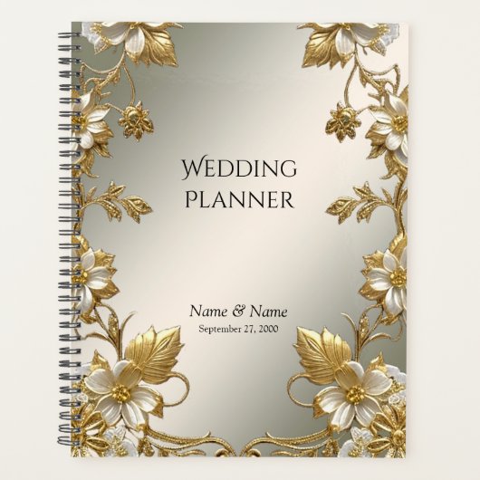 Witte Bloem Gouden Sierlijke Planner (Voorkant)