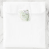 witte bloem groene bladeren goudmakreel vierkante sticker (Tas)