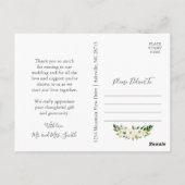 Witte Bloem Groene Bruiloft Dank u Briefkaarten (Achterkant)