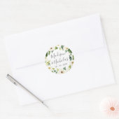 Witte Bloem Groene Bruiloft Envelop Seal Stickers (Envelop)