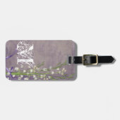 Witte Bloem Land Kant Monogram Bagagelabel (Voorkant horizontaal)