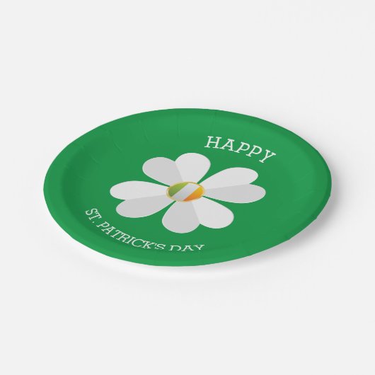 Witte bloem met Ierse vlag- St. Patrick Day Papieren Bordje (Gekanteld)