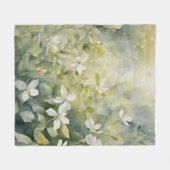 Witte bloem motief fleece deken (Voorkant (Horizontaal))