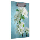 Witte Bloem op Blauw Monogram Initiaal Clip Board Klembord (Rechts)