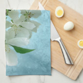 Witte Bloem op Blauwe Hemel Keukenschotel Handdoek (Quarter Fold)