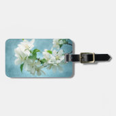 Witte Bloem op Blauwe Hemel Monogram Bagagelabel (Voorkant horizontaal)