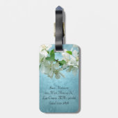 Witte Bloem op Blauwe Hemel Monogram Bagagelabel (Achterkant verticaal)