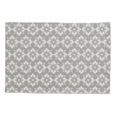 Witte bloem op grijze achtergrond, herhaald patroo kussensloop (Achterkant-Links)