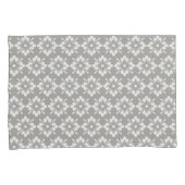 Witte bloem op grijze achtergrond, herhaald patroo kussensloop (Voorkant-Rechts)