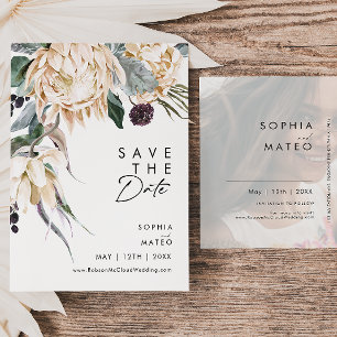 Witte Bloem Slagschrift Foto Save The Date Postkaa Uitnodiging Briefkaart