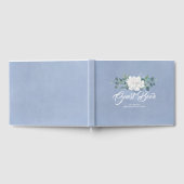 Witte Bloem Stoffig Blauw Bruiloft Gastenboek (Volledig)