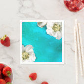 Witte Bloem Tiffany Aqua Glas Metallic Delicate Servetten (Insitu)