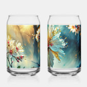 Witte bloemblaadjes bril blikvorm glas (Achterkant)