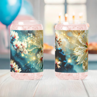 Witte bloemblaadjes bril blikvorm glas