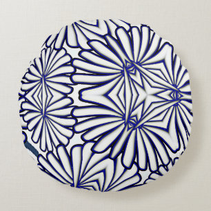 Witte bloemblaadjes Herhaal Home Decor Rond Kussen