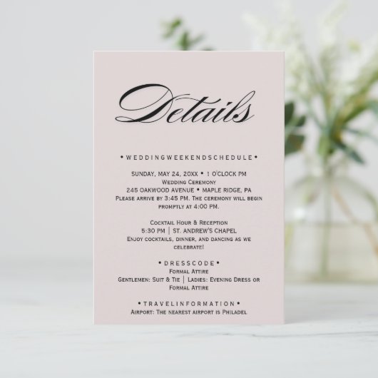 Witte Bloemblush Mauve Enclosure Kaart (Staand voorkant)