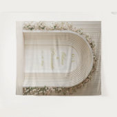 Witte Bloemboog bruiloft foto stand achtergrond Wandkleed (Voorkant (horizontaal))