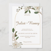 Witte Bloemboog bruiloft uitnodiging (Voorkant)