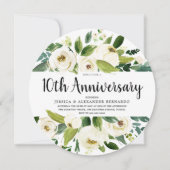Witte Bloemen 10e 15e 20e Huwelijksjubileum Kaart (Voorkant)