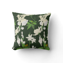 Witte Bloemen 1 donkergroene achterste kussen