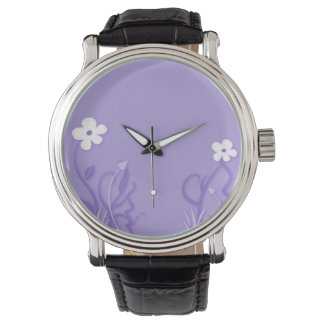 Witte bloemen 5 horloge