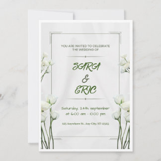 Witte Bloemen Aanpassen Bruiloft Uitnodiging Kaart