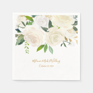 Witte bloemen + aanraking van gouden bruiloft deco servetten