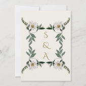 Witte Bloemen Arabisch en Engels Moslim Bruiloft Kaart (Achterkant)