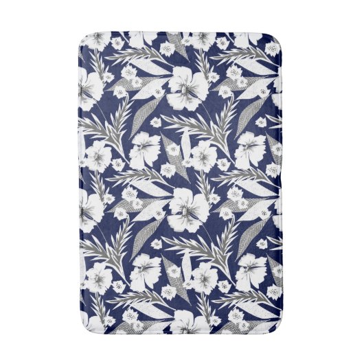 Witte bloemen badmat (Voorkant Verticaal)