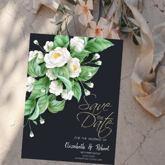 Witte Bloemen Bewaar De Datum Save The Date