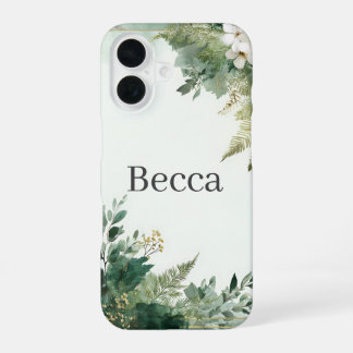 Witte Bloemen & Blad iPhone 16 Hoesje