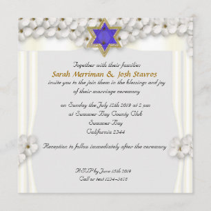 Witte bloemen bladerdak Joodse bruiloft Kaart