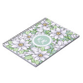 witte bloemen bladeren Monogram Notitieboek (Linkerzijde)