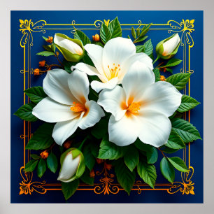 Witte bloemen boeket poster