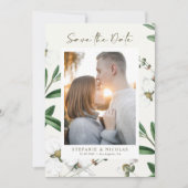  witte bloemen Botanische foto Save The Date (Voorkant)
