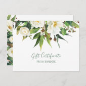 Witte bloemen bou Cadeaubon Design Briefkaart (Voorkant / Achterkant)