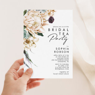 Witte Bloemen Bruids Tea Party uitnodiging