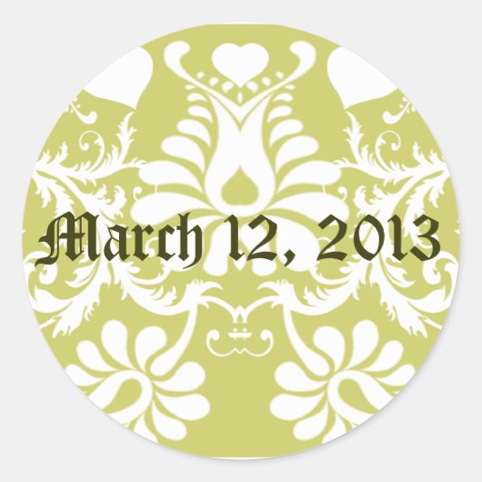 Witte  Bloemen bruiloft gunsten Ronde Sticker (Voorkant)