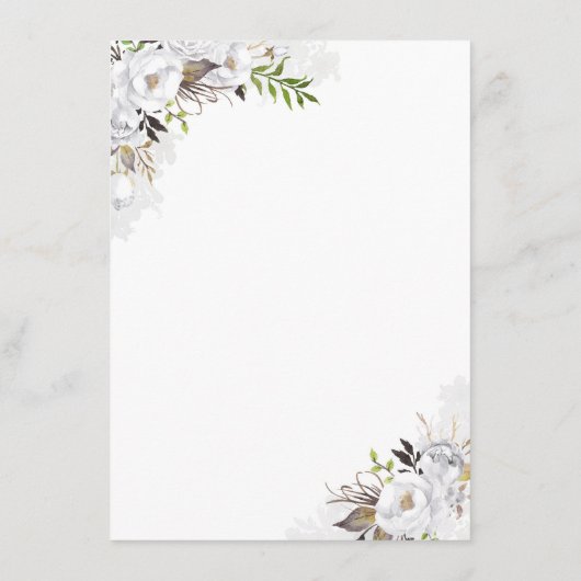 Witte Bloemen bruiloft informatie gast Informatiekaartje (Achterkant)