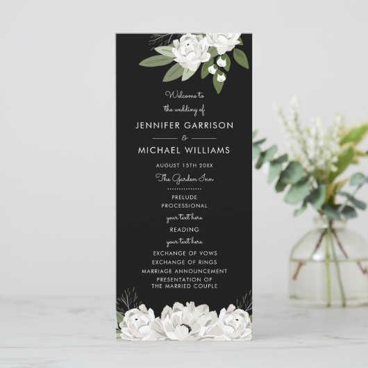 Witte Bloemen bruiloft lente programma (Staand voorkant)