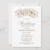 Witte Bloemen bruiloft receptie Kaart (Voorkant)