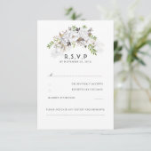 Witte Bloemen bruiloft RSVP Kaartje (Staand voorkant)