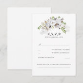 Witte Bloemen bruiloft RSVP Kaartje (Voorkant / Achterkant)