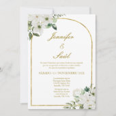 Witte Bloemen bruiloft uitnodiging in het Spaans (Voorkant)