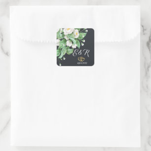 Witte Bloemen Bruiloft Vierkante Sticker