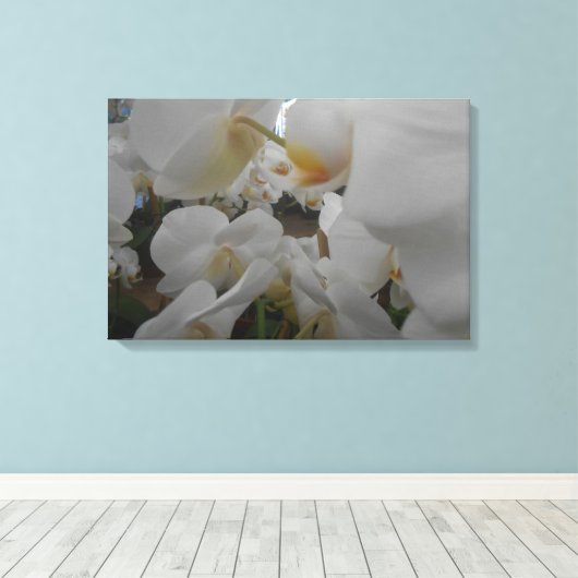 Witte bloemen canvas afdruk (Insitu (Houten vloer))