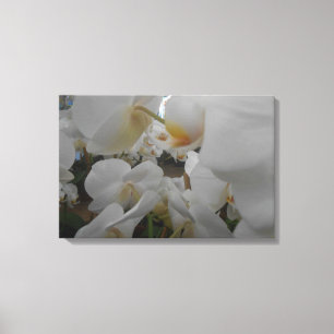 Witte bloemen canvas afdruk