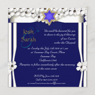Witte bloemen chuppah Joodse bruiloft Kaart