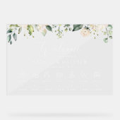 Witte Bloemen, Cream Bloemen, Bruiloft Tijdlijn Acryl Bord (Voorkant)