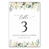 Witte bloemen, Cream Flowers, Boho, Table Numbers Kaart (Achterkant)